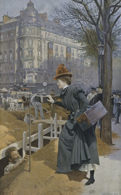 有名作家パリの絵画 Basile Lemeunier - The errand